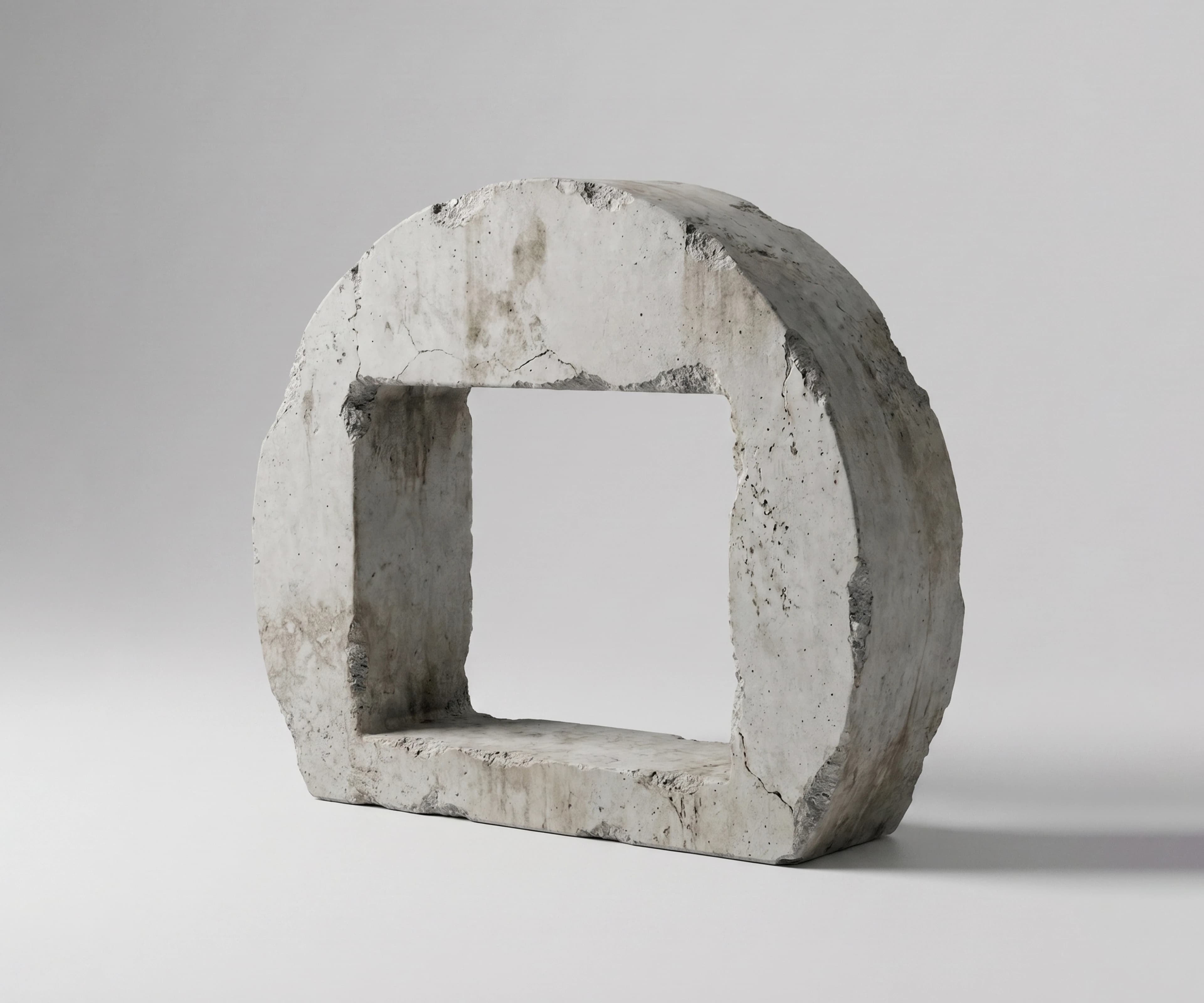 Architectural concert sculpture shot against white studio backdrop