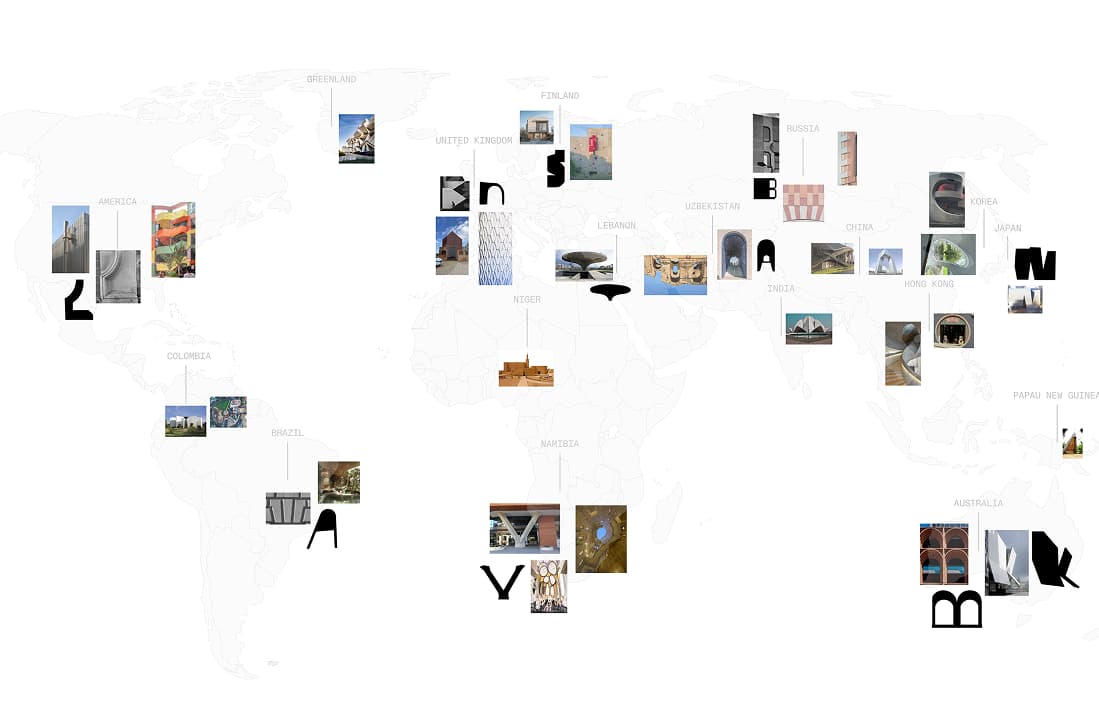 Map showing 'Human' buildings around the globe