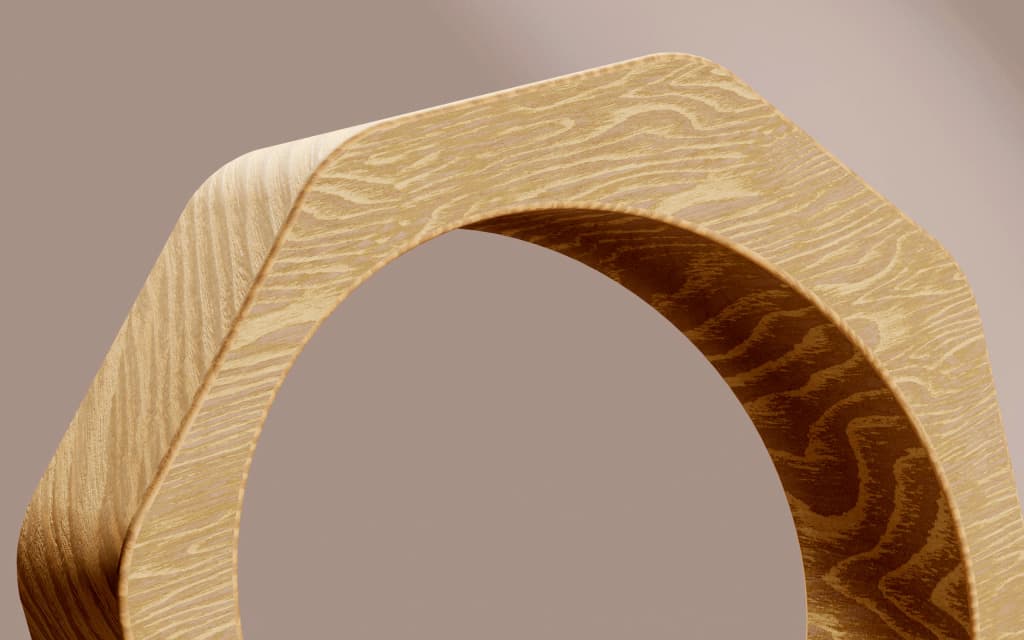 Octagon logo made from wood